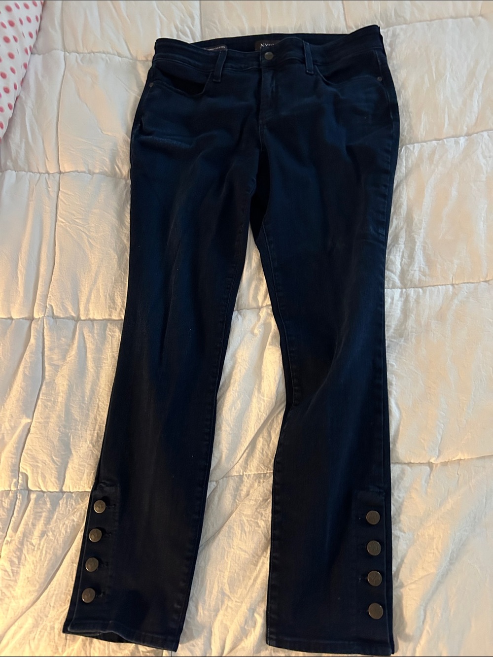 NYDJ Dark Blue Skinny Jeans with Button Cuff Size 12